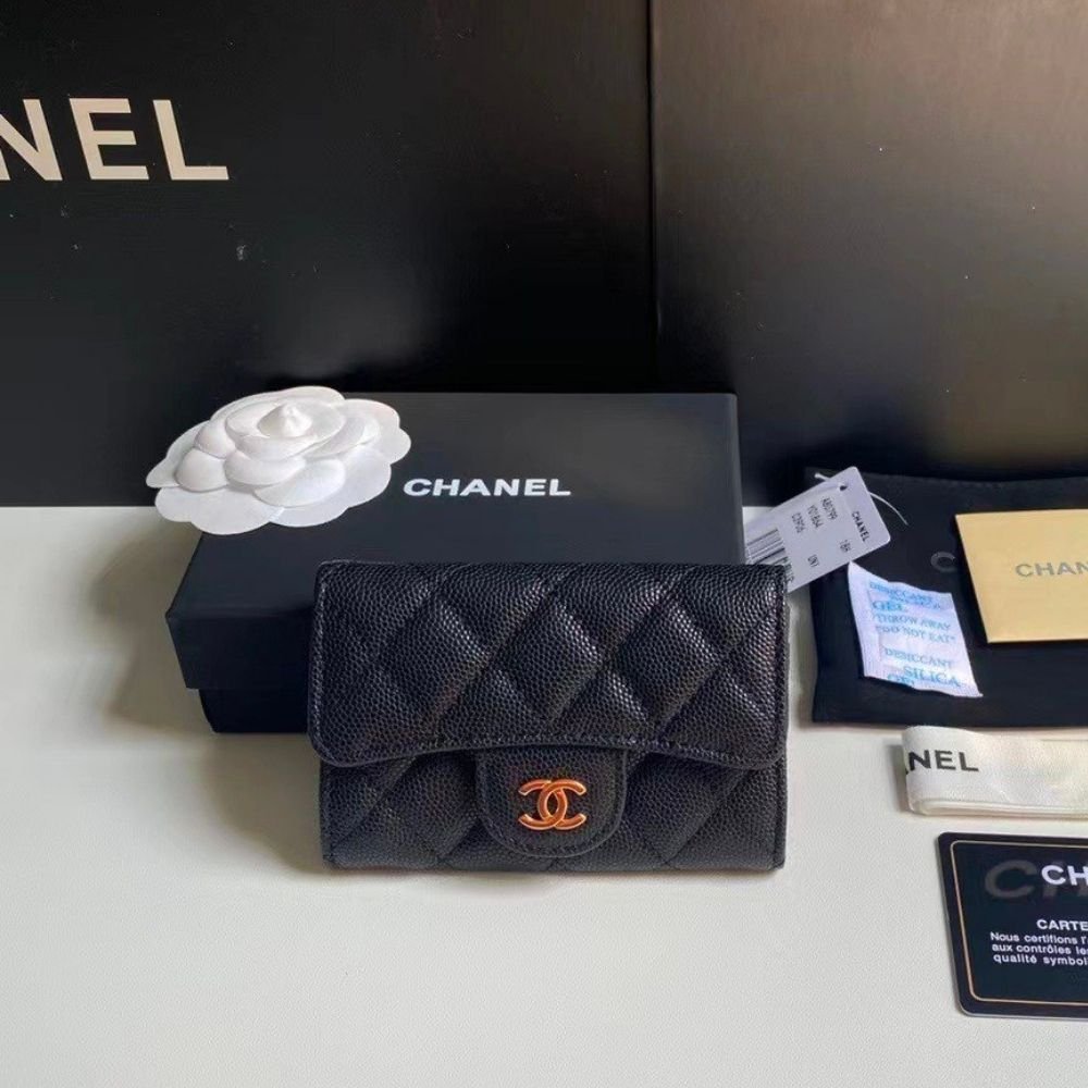 Chanel Classic Card Holder Grain Leather Black With Gold Hardware 11Cm AP0214 Y01864 C3906