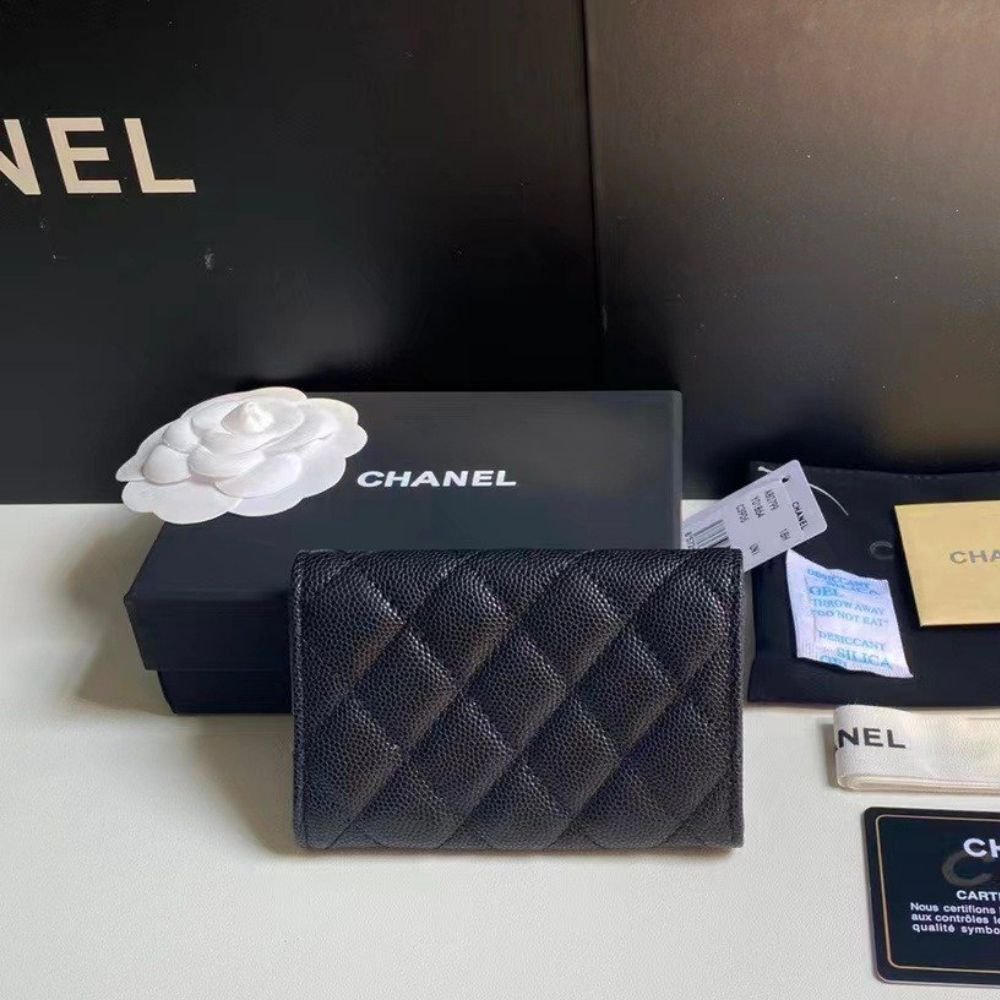 Chanel Classic Card Holder Grain Leather Black With Gold Hardware 11Cm AP0214 Y01864 C3906