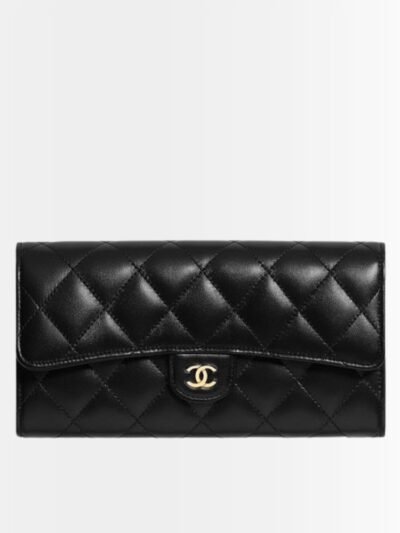 Chanel Classic Long Flap Wallet Black 19cm