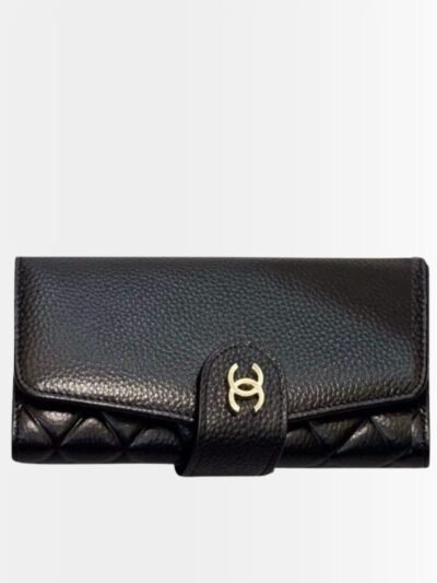 Chanel Classic Long Flap Wallet Black 19Cm