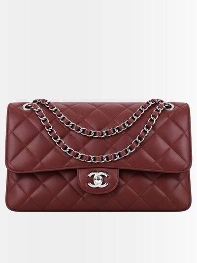 Chanel Classic Medium Double Flap Bag Plum Red 25Cm