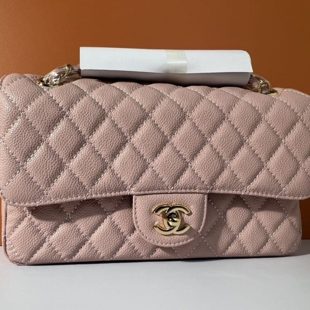 Chanel Classic Medium Flap Bag With Gold Hardware Pink 25Cm