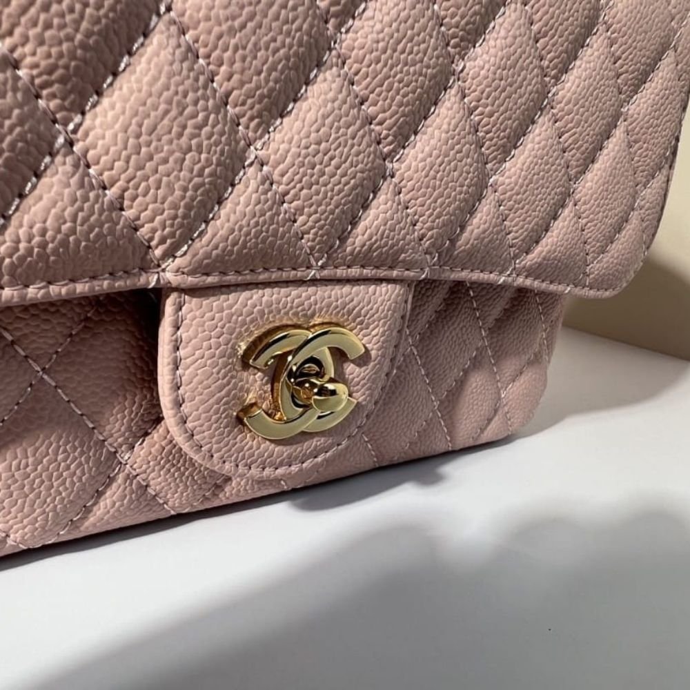 Chanel Classic Medium Flap Bag With Gold Hardware Pink 25Cm