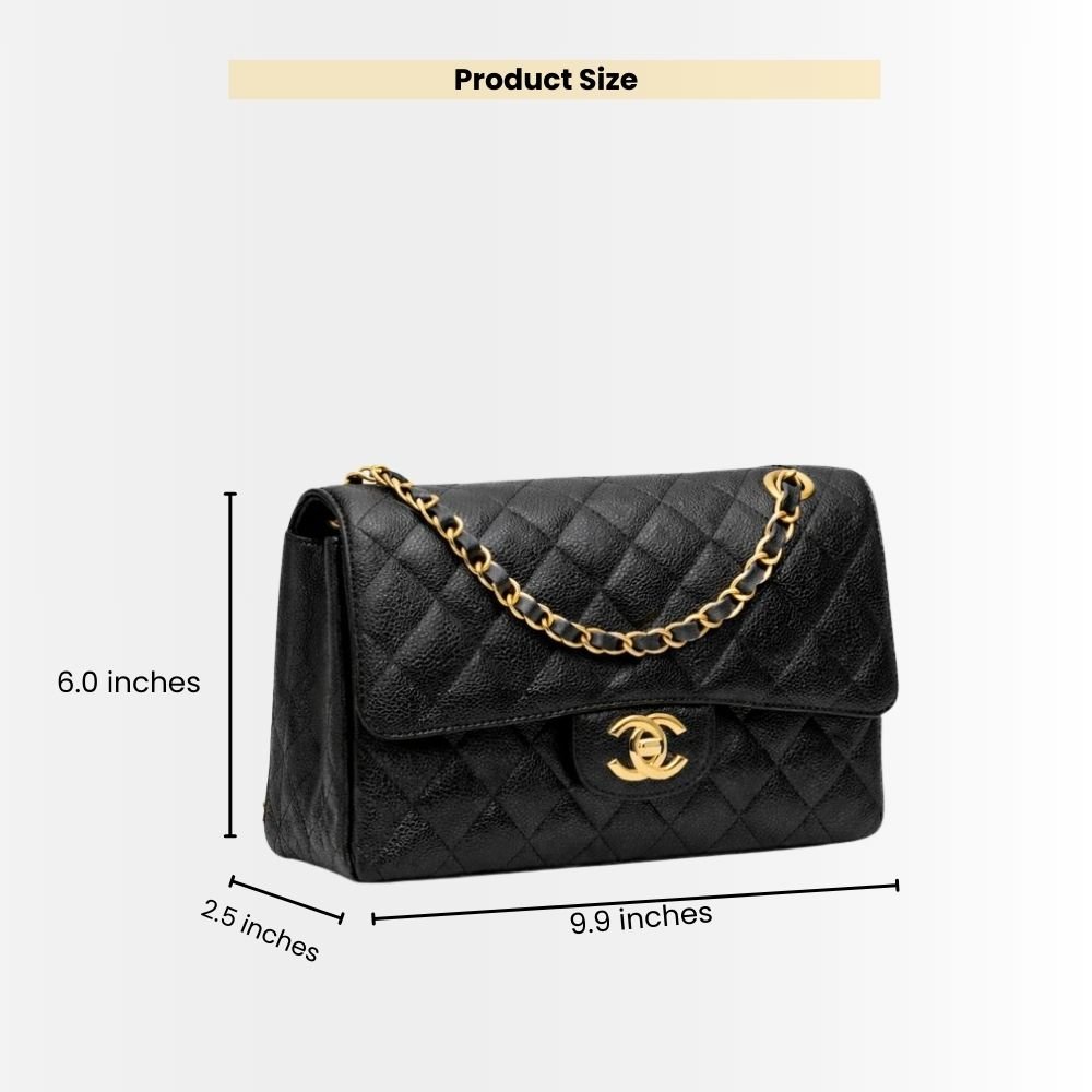 Chanel Classic Medium Handbag Grained And Gold Tone Metal Black 25Cm A01113 Y01864 C3906