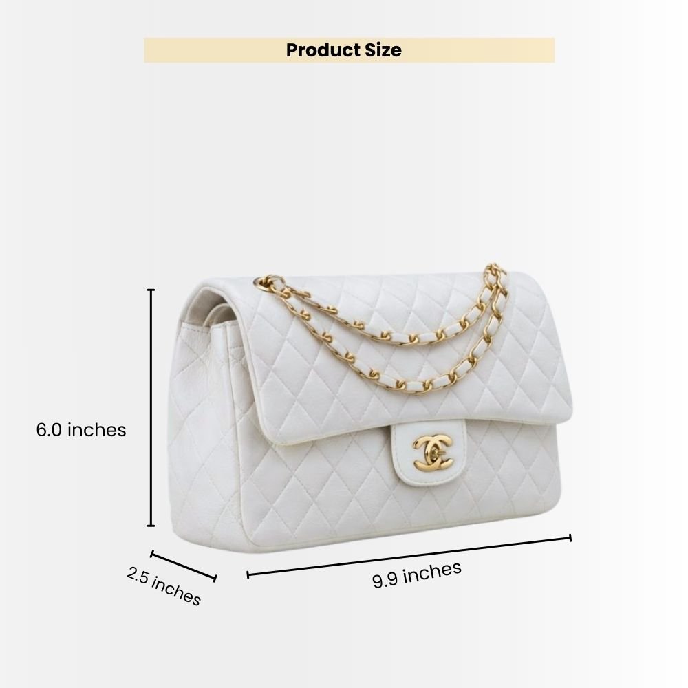 Chanel Classic Medium Handbag White 25Cm A01112