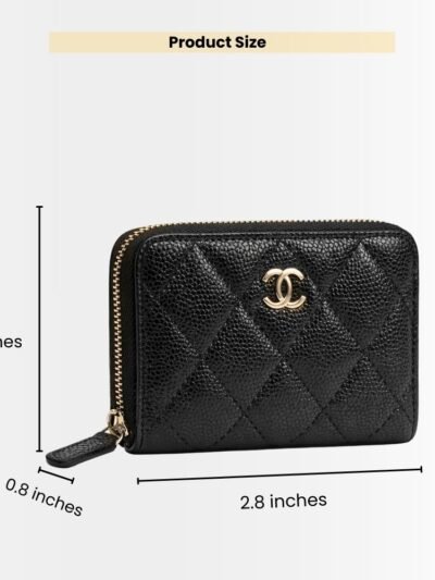 Chanel Classic Zipped Coin Purse Wallet Gold Tone Metal Black 11Cm AP0216 Y01588 C3906