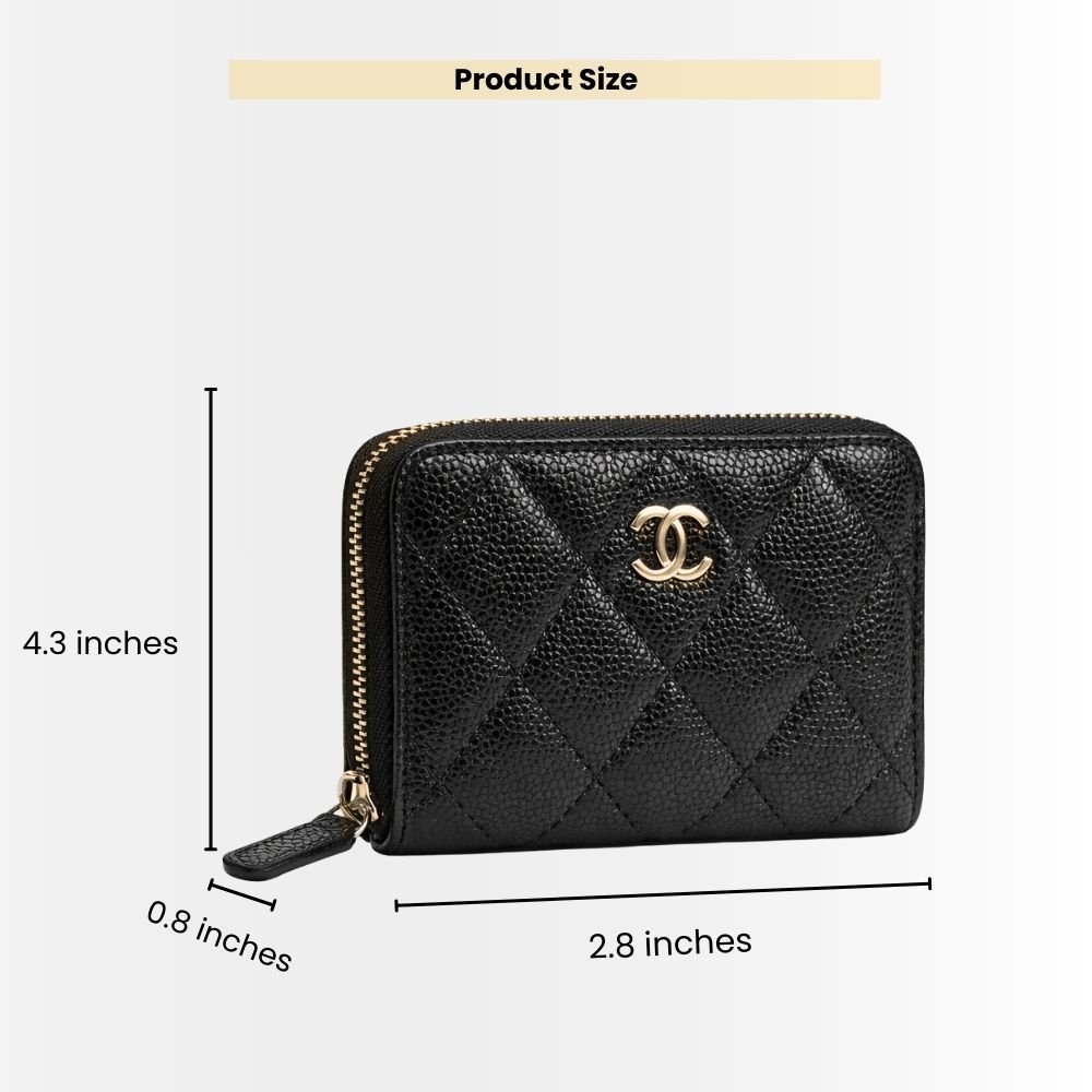 Chanel Classic Zipped Coin Purse Wallet Gold Tone Metal Black 11Cm AP0216 Y01588 C3906