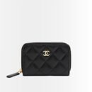 Chanel Classic Zipped Coin Purse Wallet Gold Tone Metal Black 11Cm AP0216 Y01588 C3906