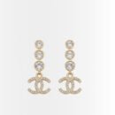 Chanel Crystal CC Drop Earrings Gold