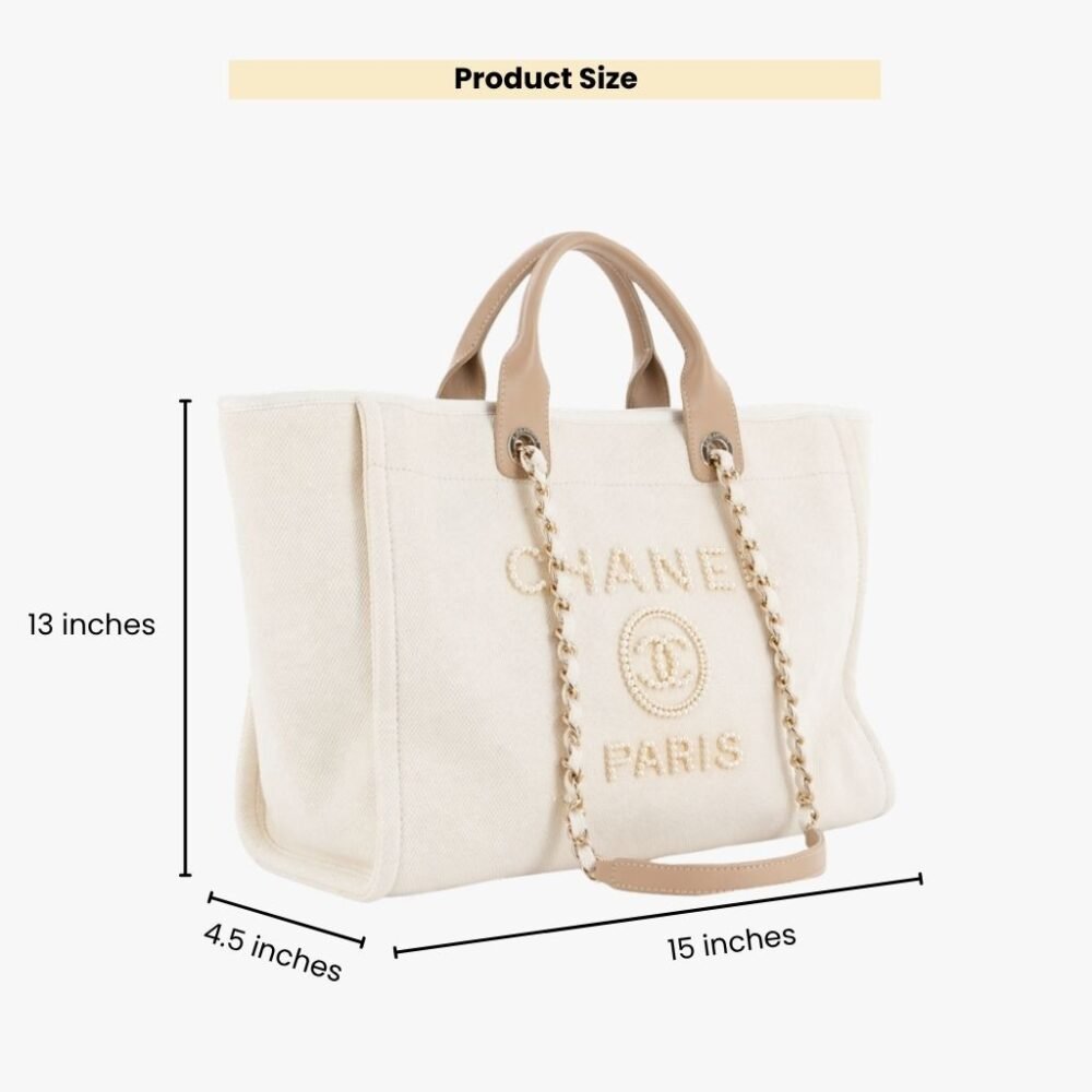 Chanel Deauville CC Canvas Pearl Beige 38Cm