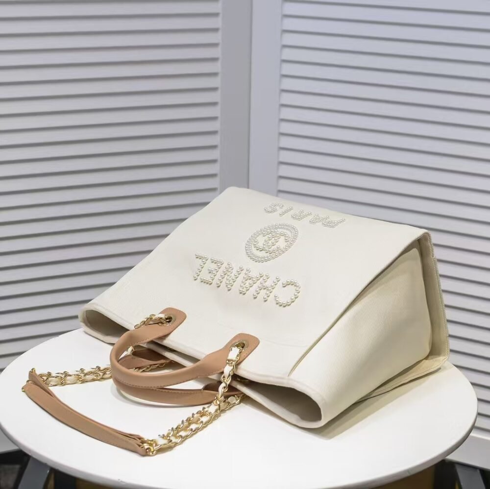 Chanel Deauville CC Canvas Pearl Beige 38Cm