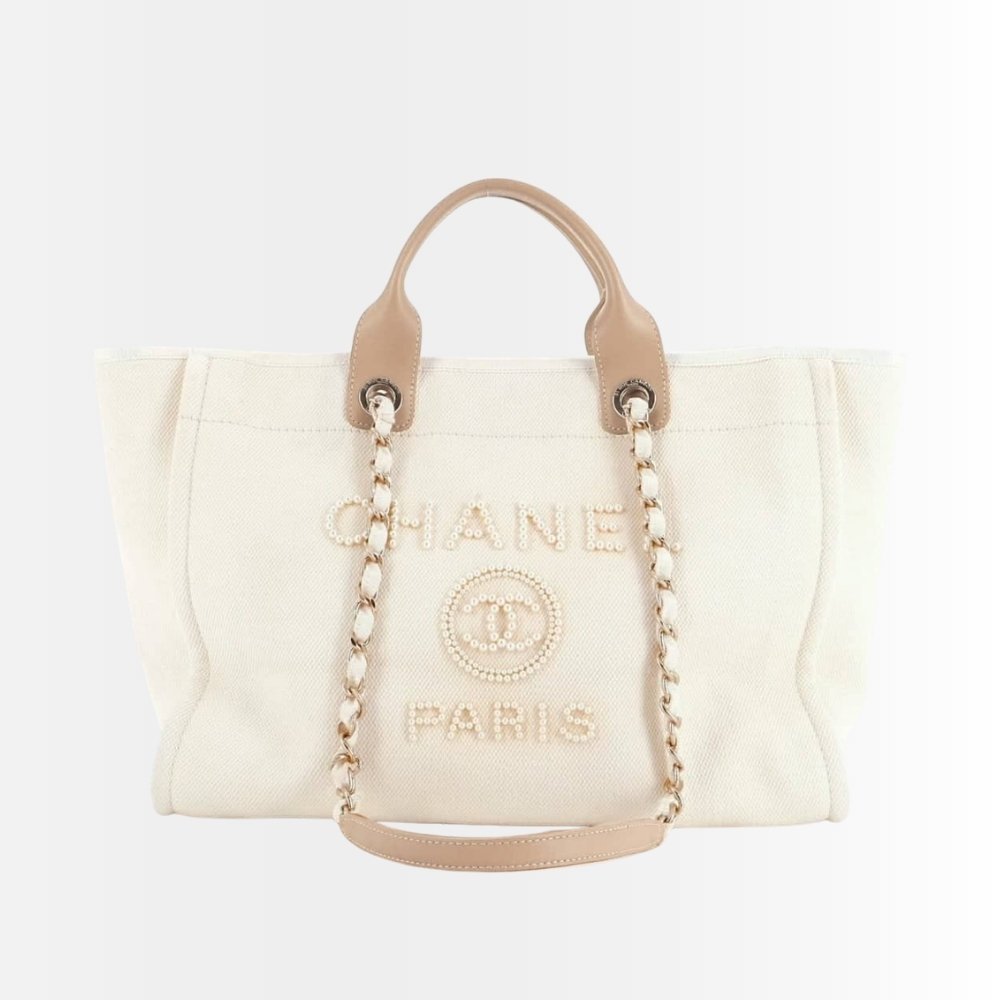 Chanel Deauville CC Canvas Pearl Beige 38Cm