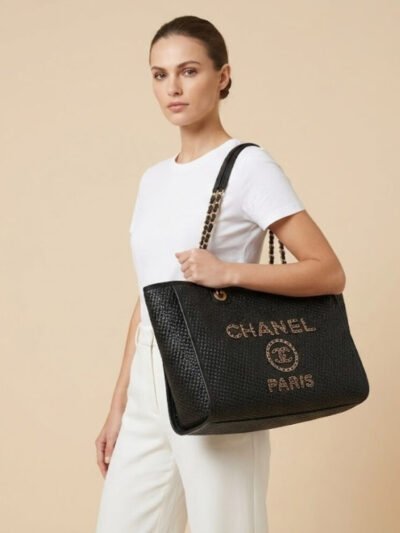 Chanel Deauville Medium Shopping Bag Black 39Cm