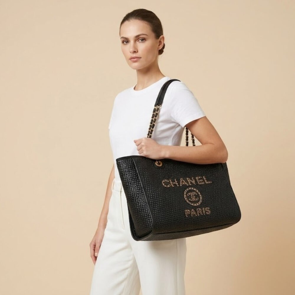 Chanel Deauville Medium Shopping Bag Black 39Cm