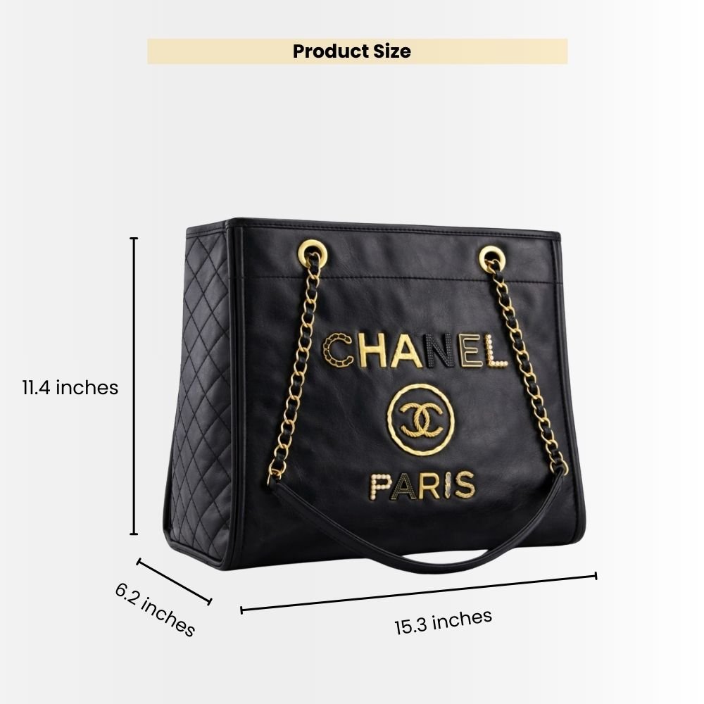 Chanel Deauville Medium Shopping Bag Paris Heritage Black 39Cm