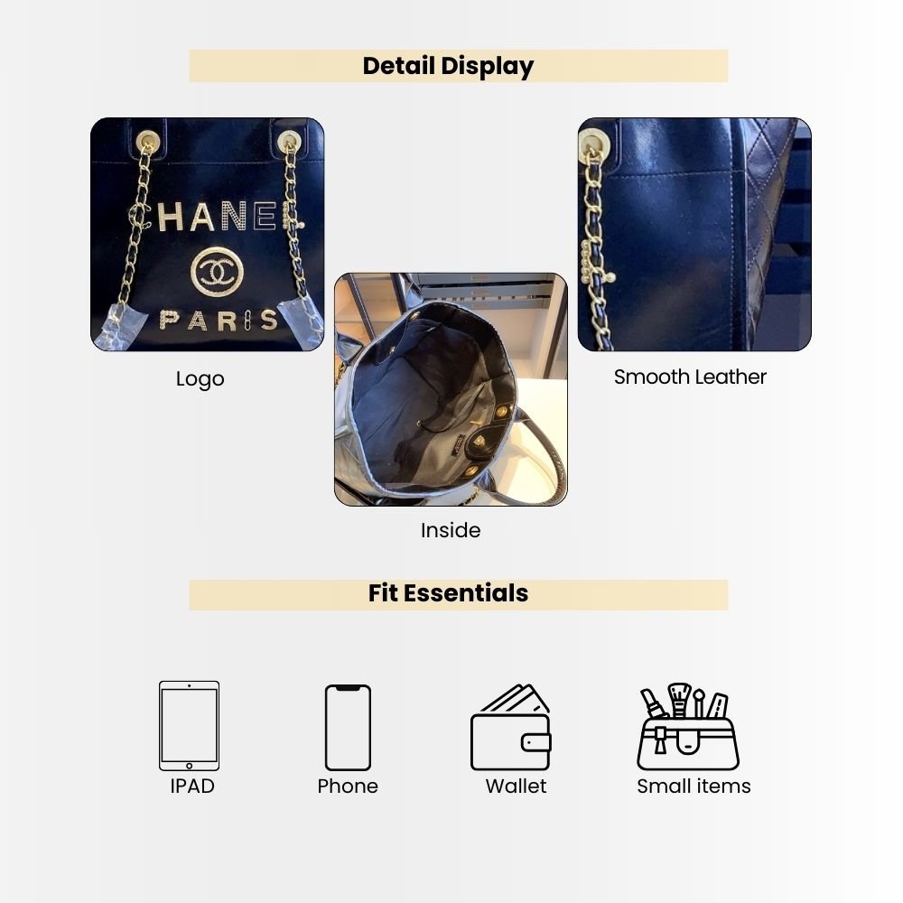 Chanel Deauville Medium Shopping Bag Paris Heritage Black 39Cm