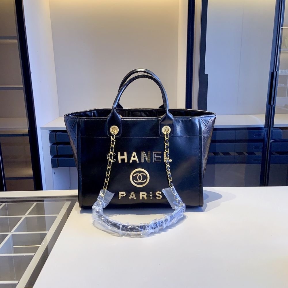 Chanel Deauville Medium Shopping Bag Paris Heritage Black 39Cm