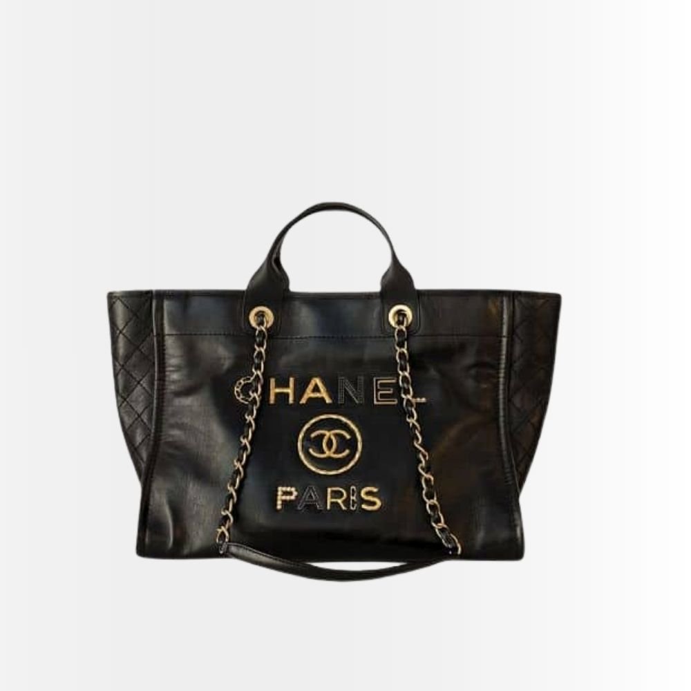 Chanel Deauville Medium Shopping Bag Paris Heritage Black 39Cm