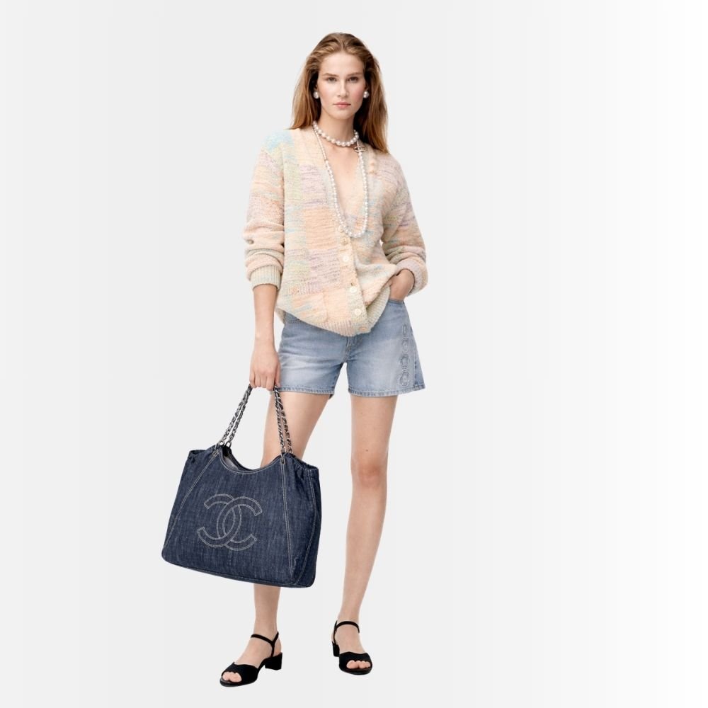 Chanel Denim Timeless CC Tote Blue 36cm