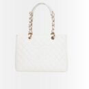 Chanel Grand Shopping Tote Bag White Gone Tone Chain 34Cm