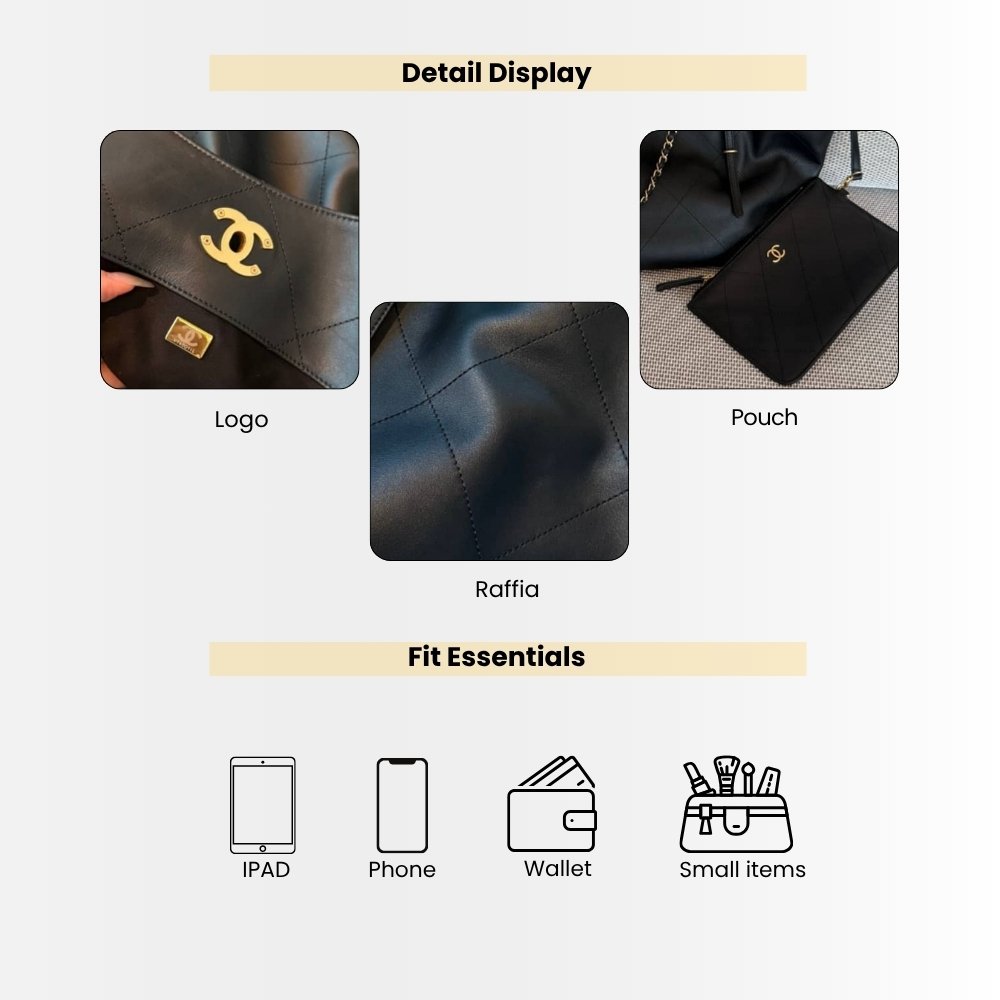 Chanel Large Shopping Bag And Gold Tone Metal Black 33Cm AS5463 B20565 94305