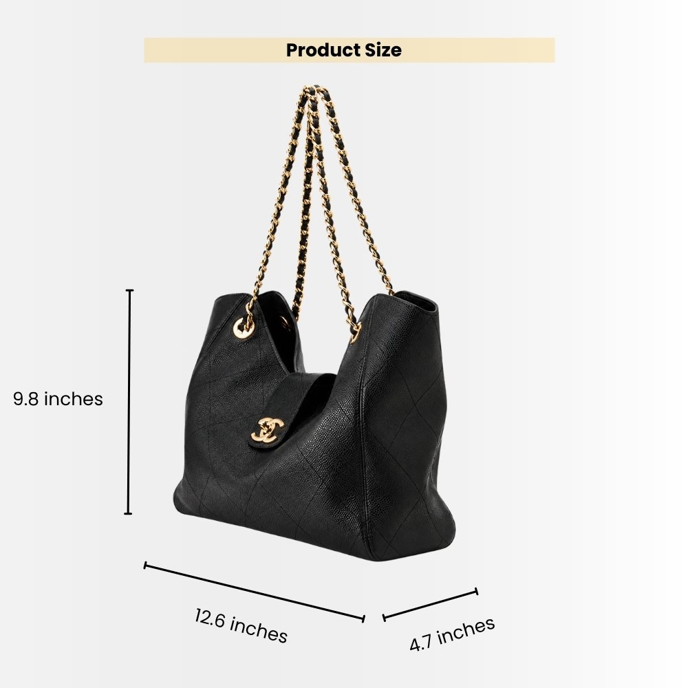 Chanel Large Shopping Bag Grained Leather Black 32Cm