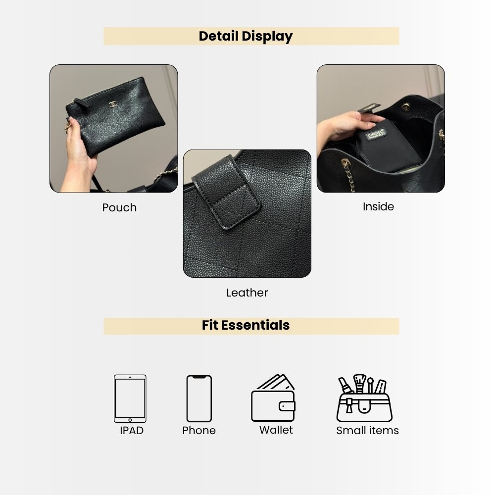 Chanel Large Shopping Bag Grained Leather Black 32Cm