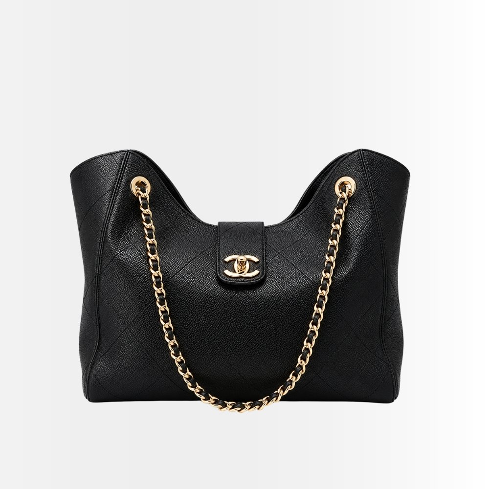Chanel Large Shopping Bag Grained Leather Black 32Cm