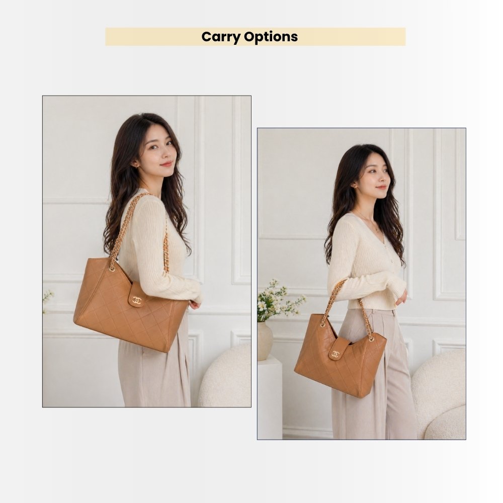 Chanel Large Shopping Bag Light Brown 32Cm AS6095 B23333 U6547