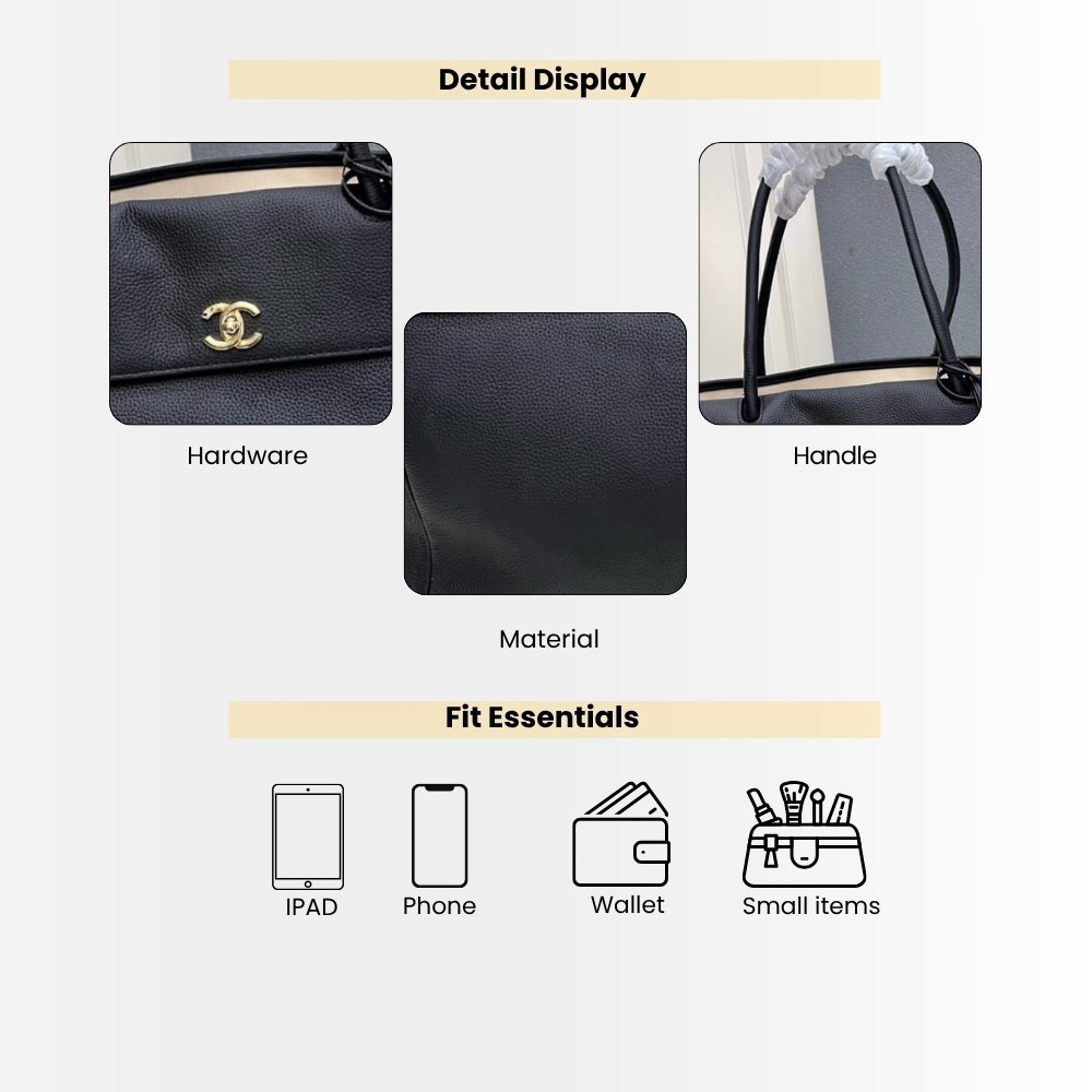 Chanel Large Tote Bag Grained And Gold Tone Metal Black 43cm AS6289 B24248 94305