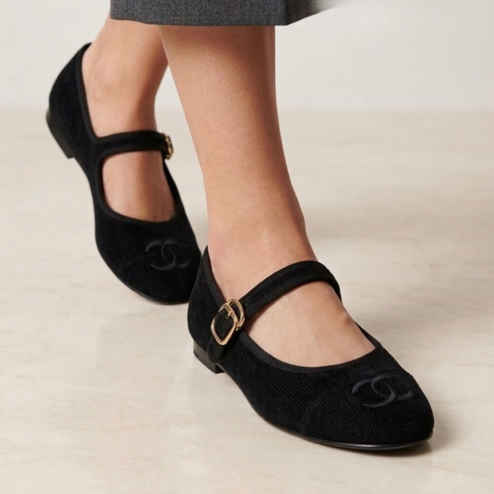 Chanel Mary Jane Ballet Flats Black