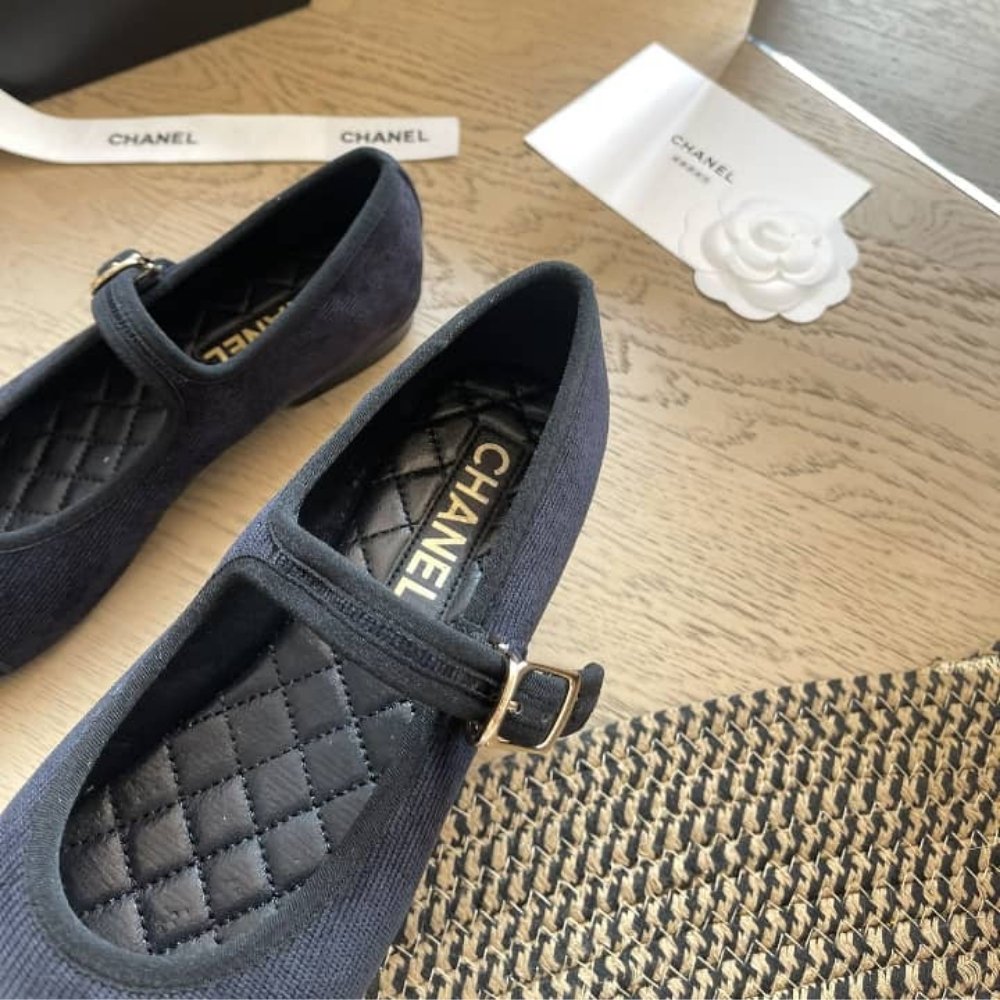 Chanel Mary Jane Ballet Flats Black