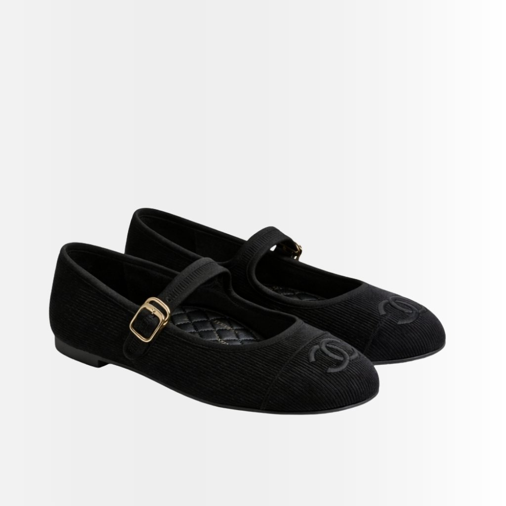 Chanel Mary Jane Ballet Flats Black