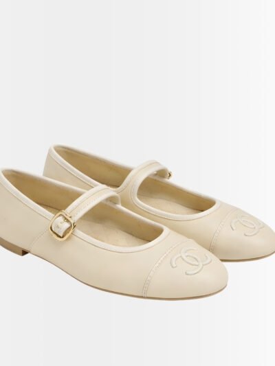 Chanel Mary Jane Ballet Flats Cream