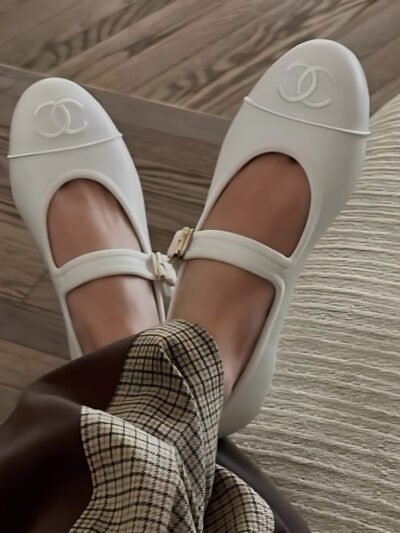 Chanel Mary Jane White Leather G46467 X01000 U7048