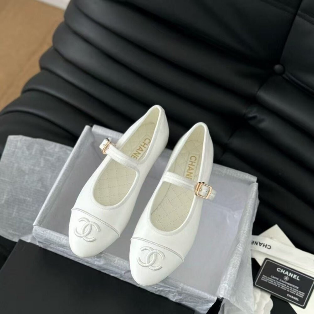 Chanel Mary Jane White Leather G46467 X01000 U7048