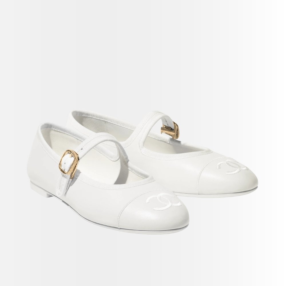 Chanel Mary Jane White Leather G46467 X01000 U7048