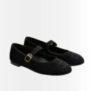 Chanel Mary Janes Knit Fabric Black