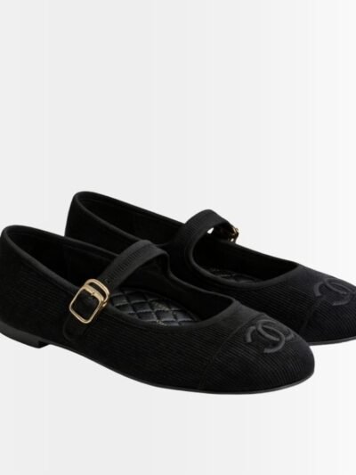 Chanel Mary Janes Knit Fabric Black