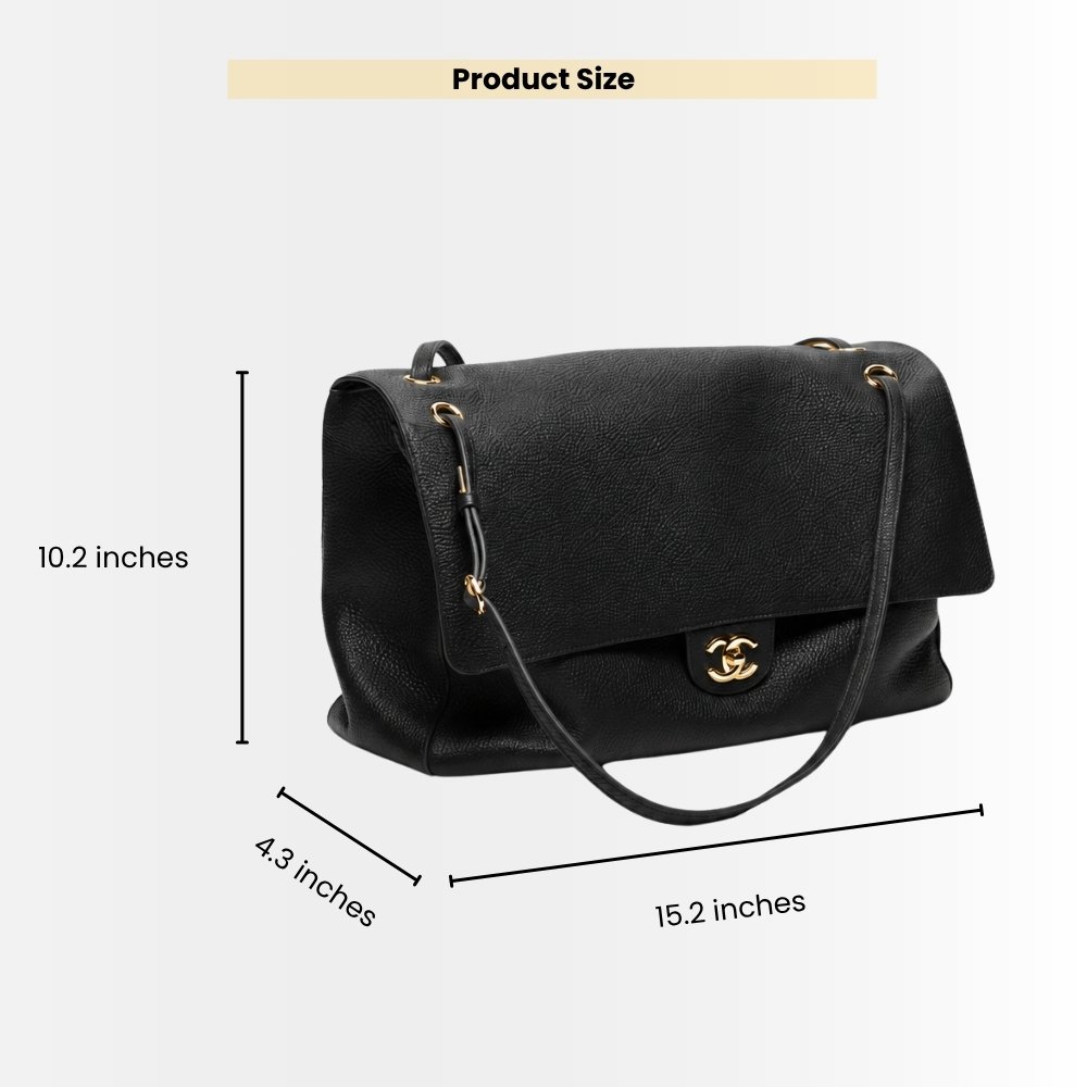 Chanel Maxi Flap Bag Grained Leather Black 38cm