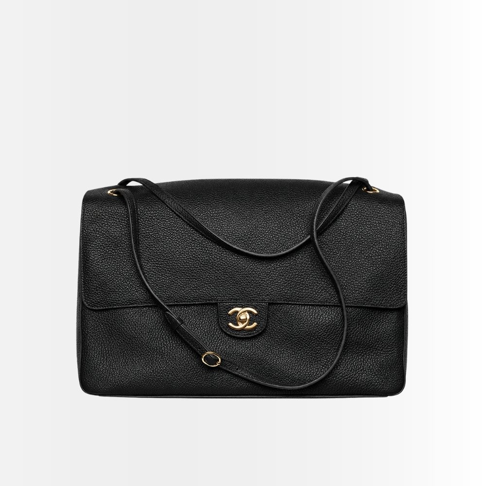 Chanel Maxi Flap Bag Grained Leather Black 38cm