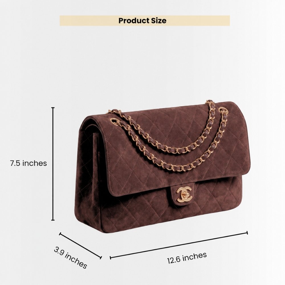 Chanel Maxi Flap Bag Suede Dark Brown 32cm AS6281 B24009 UA850