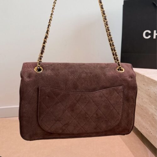 Chanel Maxi Flap Bag Suede Dark Brown 32cm AS6281 B24009 UA850