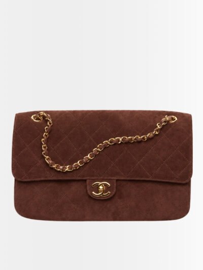 Chanel Maxi Flap Bag Suede Dark Brown 32cm AS6281 B24009 UA850
