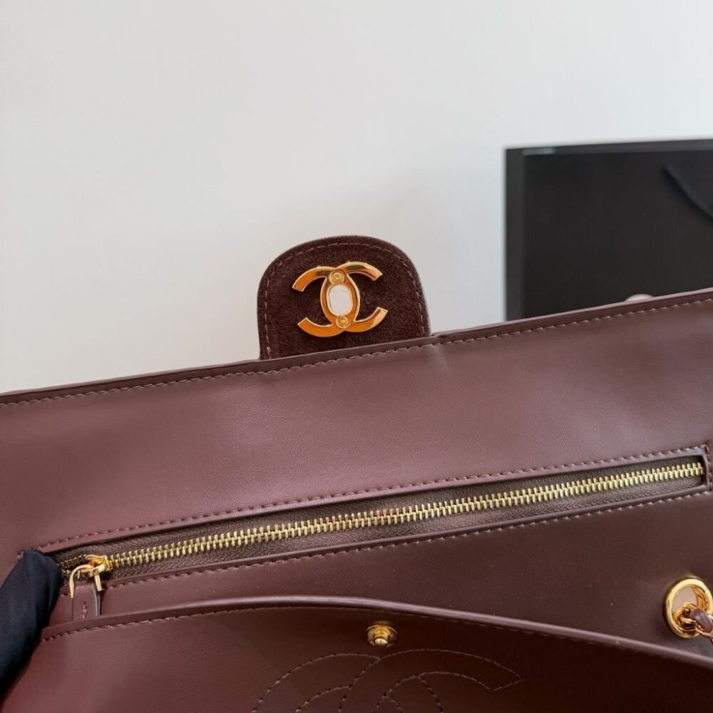 Chanel Maxi Flap Bag Suede Dark Brown 32cm AS6281 B24009 UA850