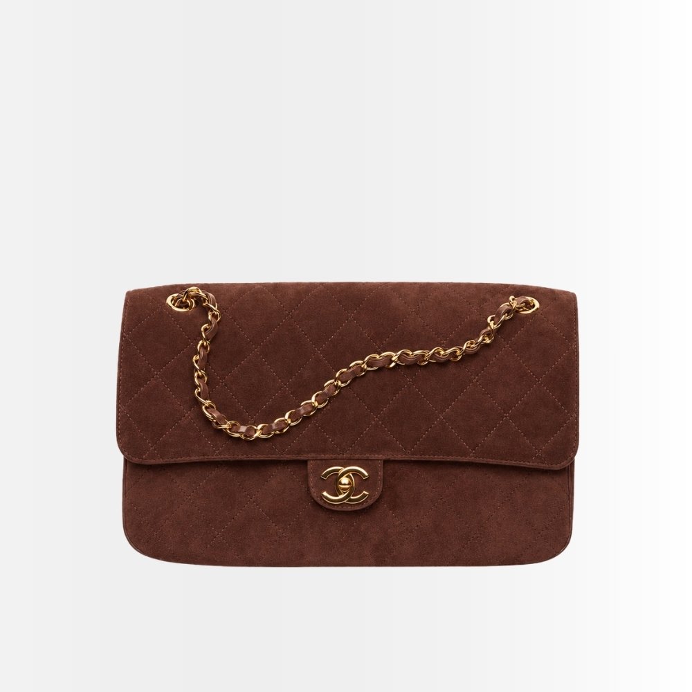 Chanel Maxi Flap Bag Suede Dark Brown 32cm AS6281 B24009 UA850