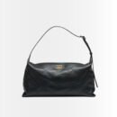 Chanel Maxi Hobo Bag Shiny Black Leather With Silver Toned Hardware 34Cm