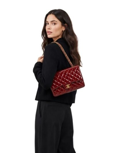 Chanel Medium Classic Double Flap Bag Burgundy 25Cm