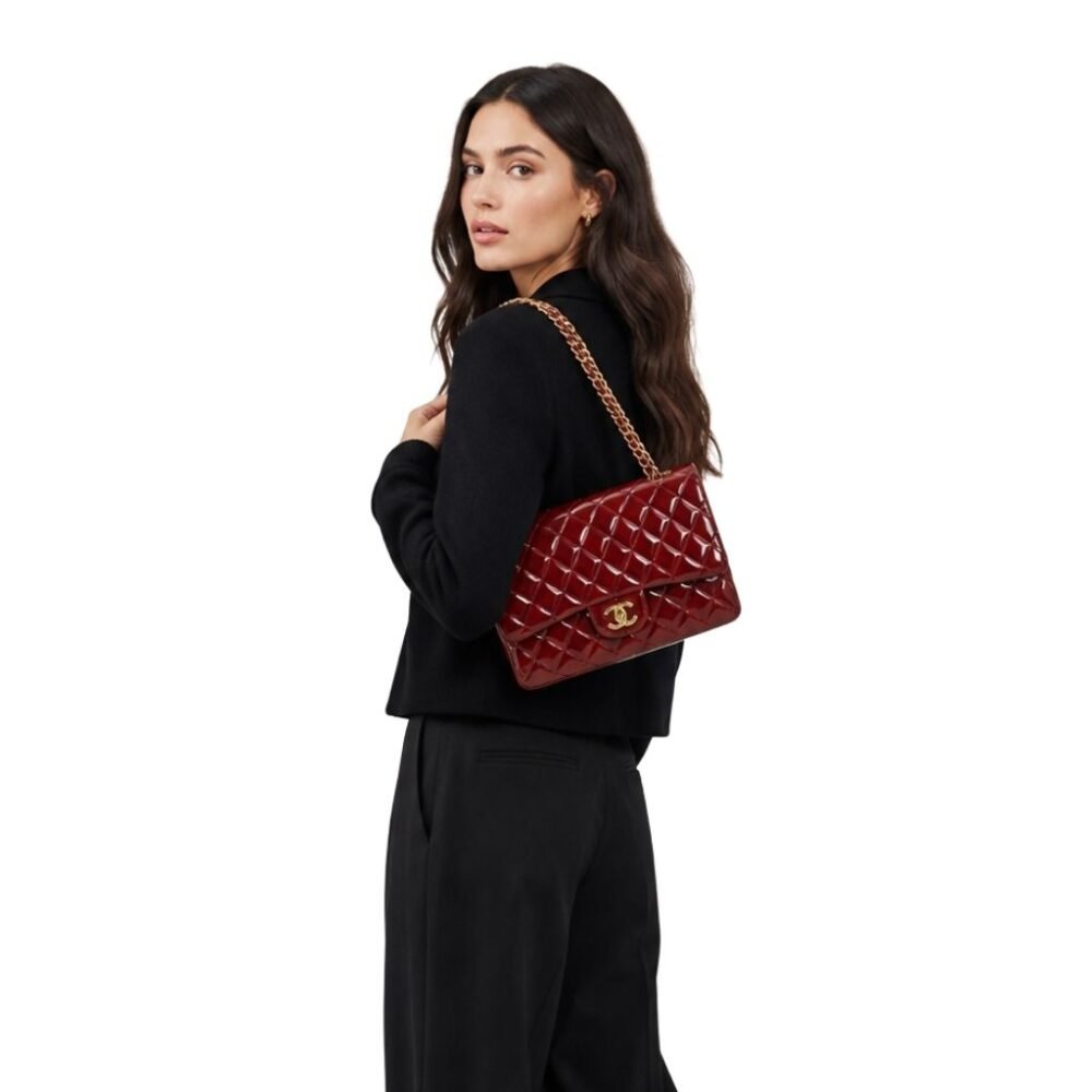 Chanel Medium Classic Double Flap Bag Burgundy 25Cm