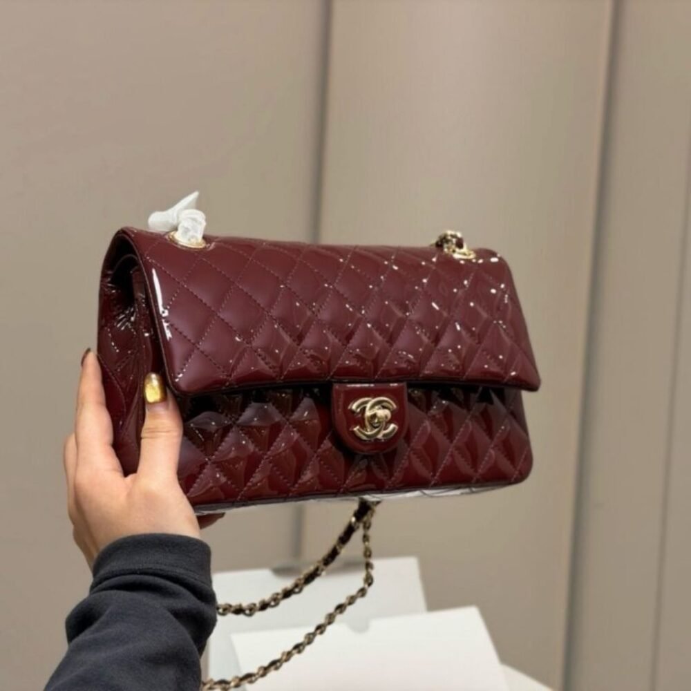 Chanel Medium Classic Double Flap Bag Burgundy 25Cm